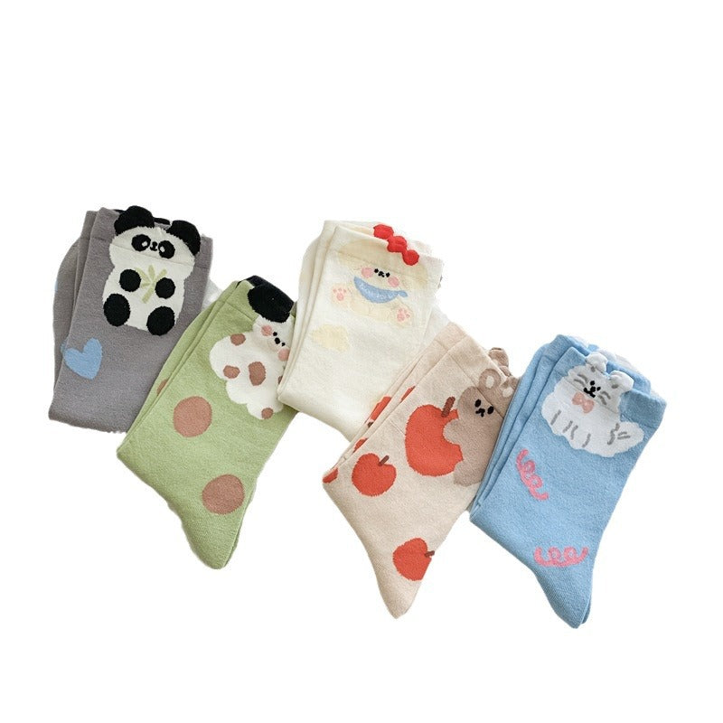 Polka-dot Color-blocked Boneless Cotton Socks