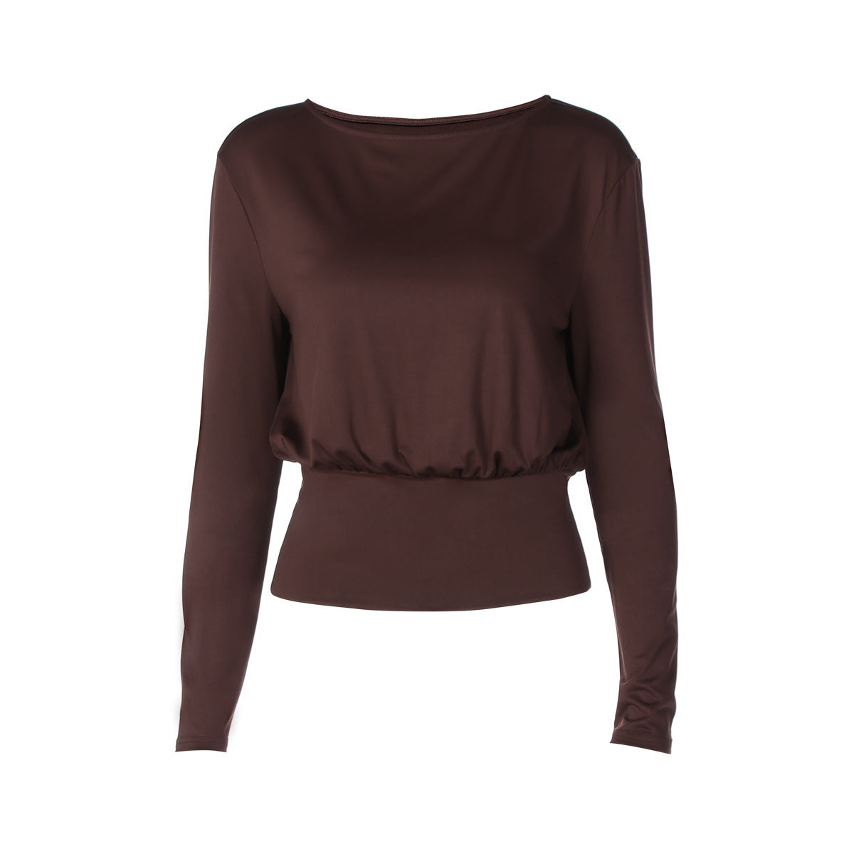 Fashion Casual Waist Tight Slimming Round Neck Long Sleeve