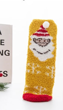 Christmas Stocking Triangle Boxed Coral Velvet Floor Socks Thickened