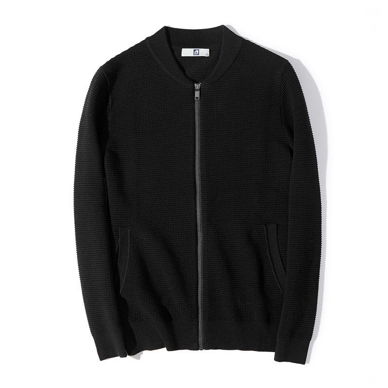 Baseball Collar Solid Knit Cardigan