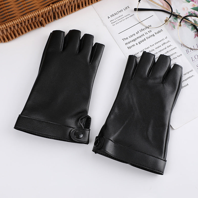 Fashion PU Leather Steampunk Women's Half Finger Gloves