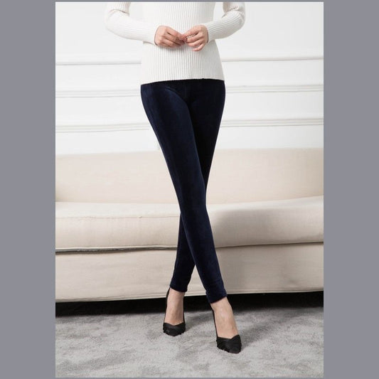 Women's Outer Wear Fleece Stretch Leggings With Small Feet