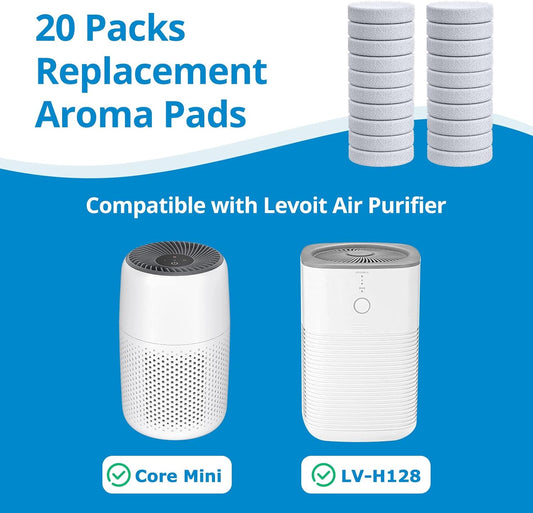 20 Pack Core Mini Aroma Pads Replacement for LEVOIT LV-H128 Essential Oil Replacement Aromatherapy Refill Pads Compatible with LEVOIT Core Mini & LV-H128 Air Purifier, White