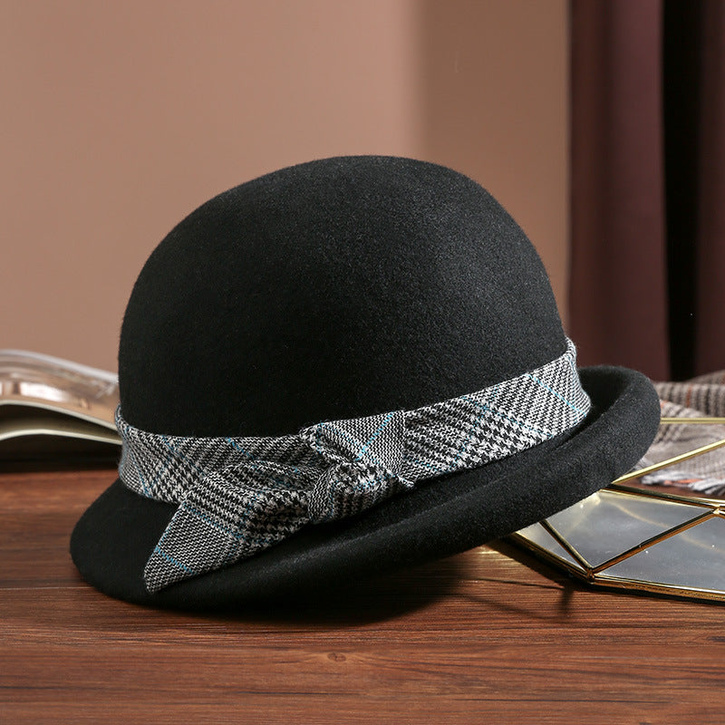 Elegant Retro Bucket Hat All-matching Woolen Gift