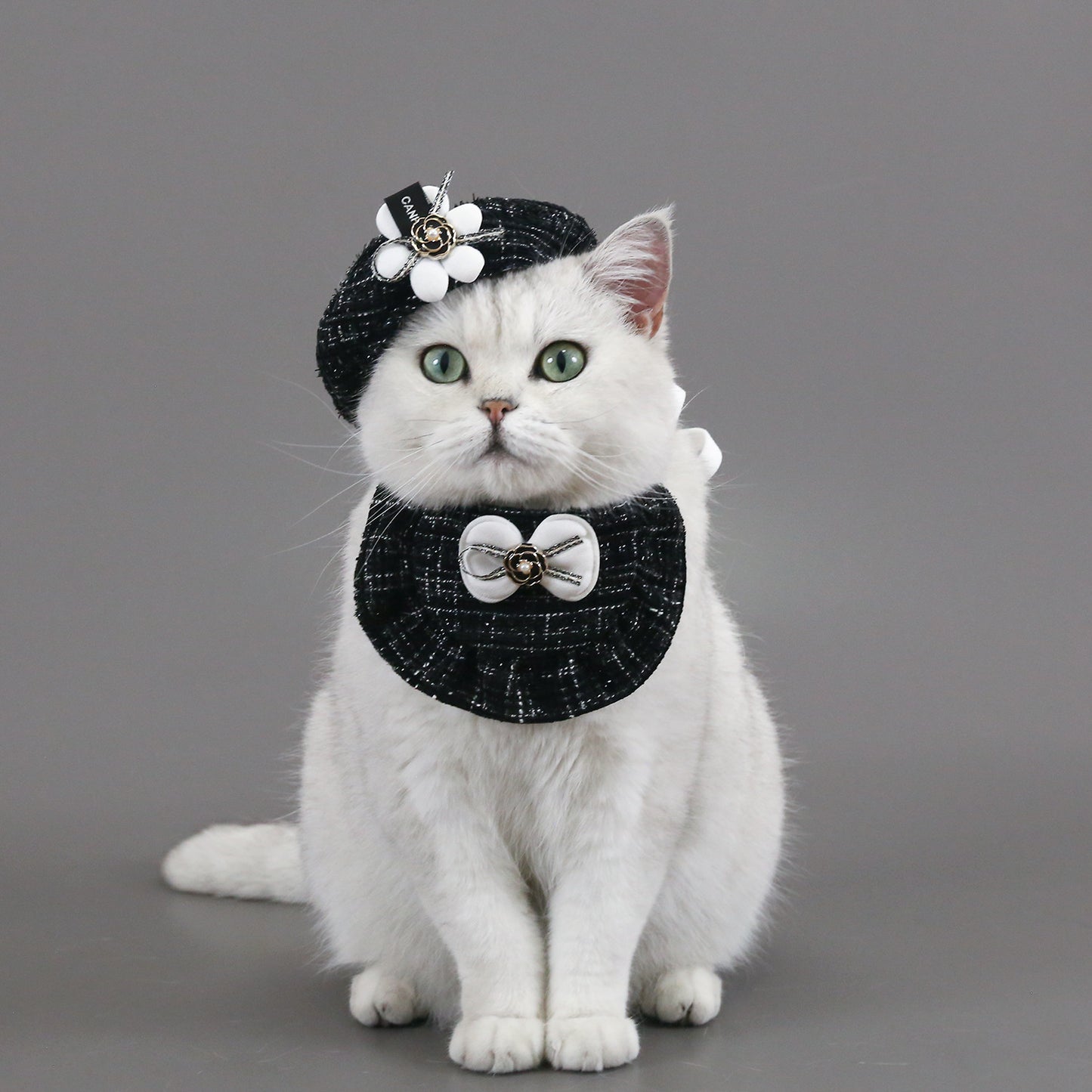 Flower Beret Hat Bow Lace Bib