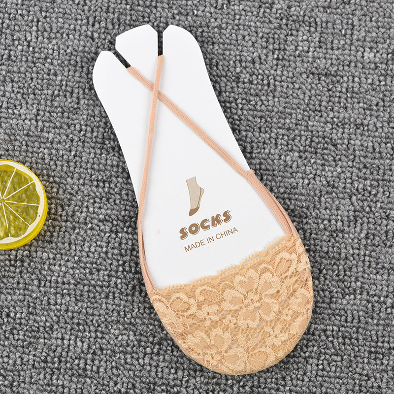 Elastic Suspender Half Palm Socks Lace Boat Socks