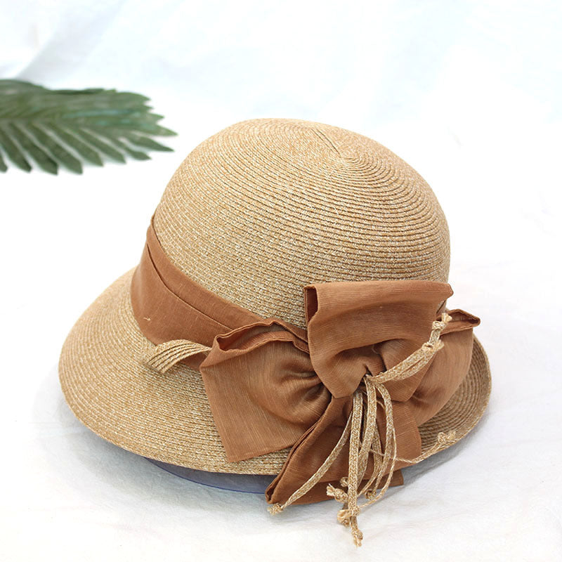 Flowers Curled Brim Basin Straw Hat