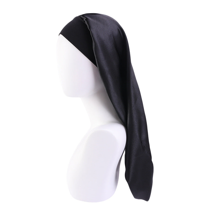 Women's Elastic Wide-brimmed Satin Long Tube Nightcap