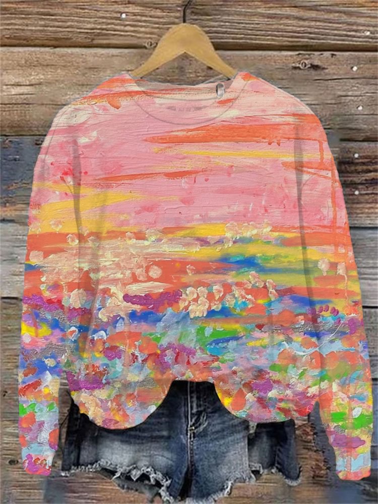 Women's Printed Crew Neck Sweatshirt