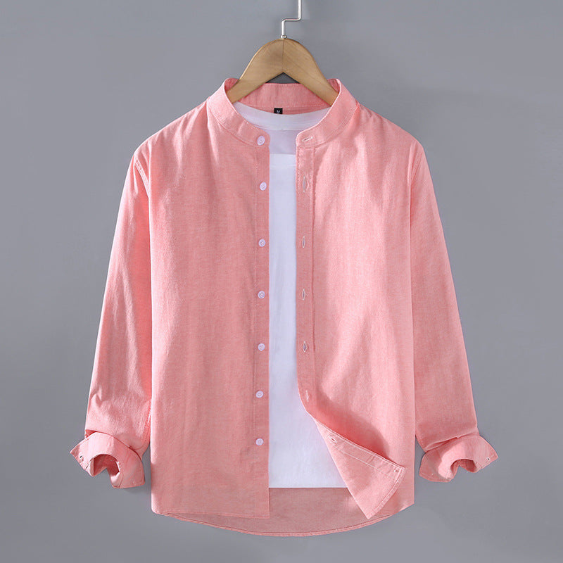 Spring And Autumn Thin Stand-up Collar Long-sleeved Men's Shirt