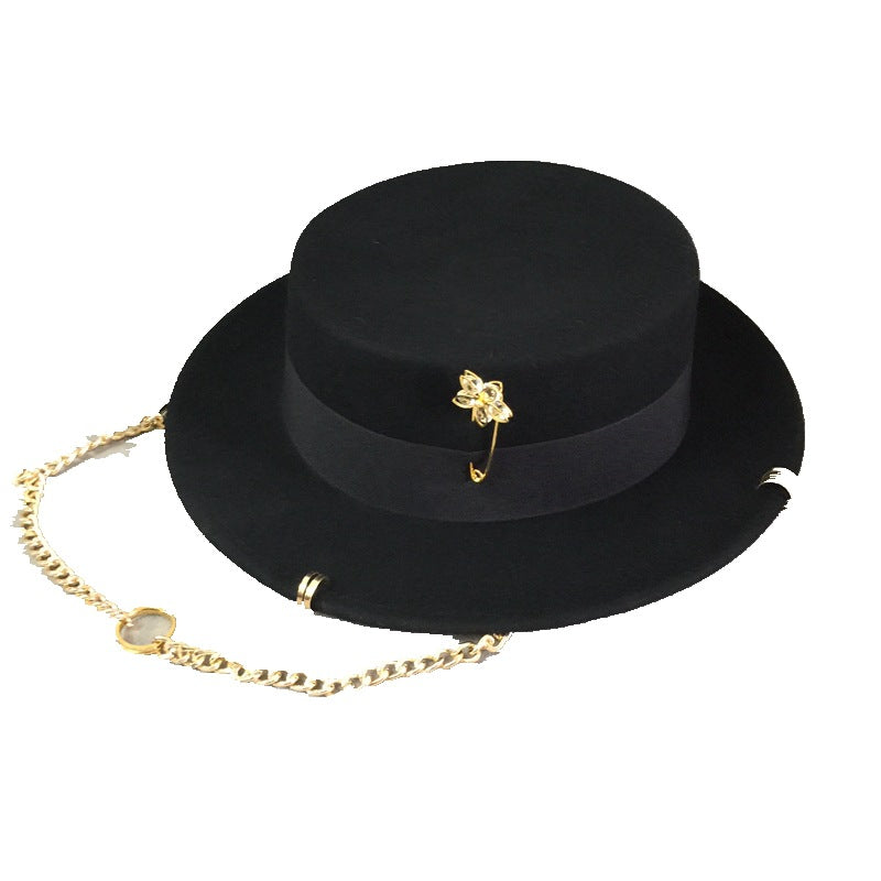 Female retro black top hat