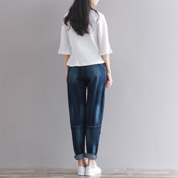 Loose jeans women's pants feet trousers