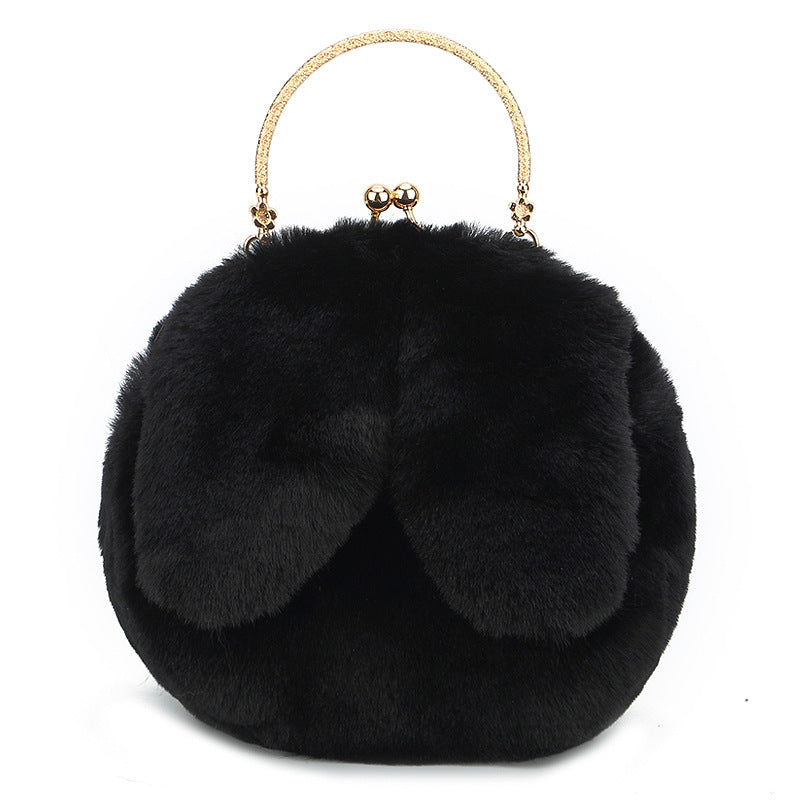 Fashion chain ear plush handbag