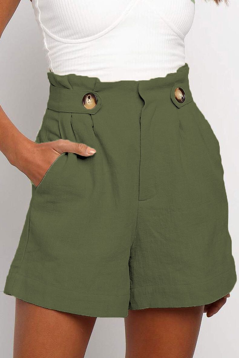 High waist ruffled loose straight pants