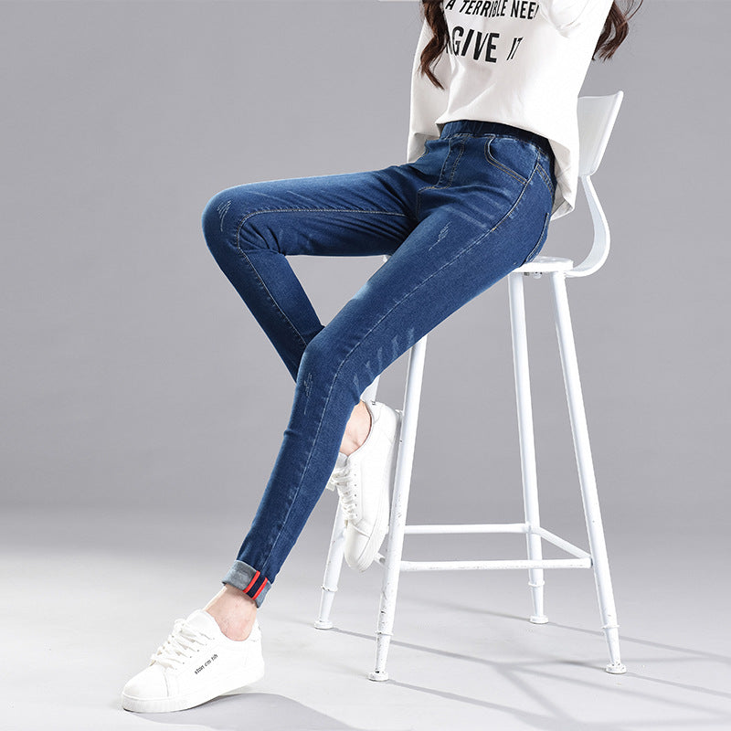 Plus-size jeans med elastik i taljen