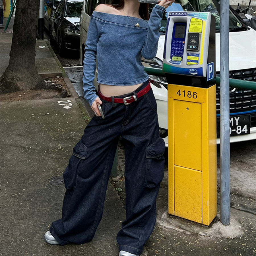 Women's Fashion Retro Street Loose Slimming Work Clothes Jeans