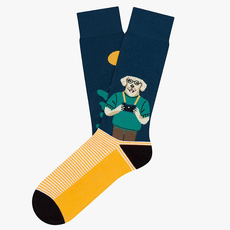 Creative Cartoon Dog Animal Trendy Jacquard Cotton Socks