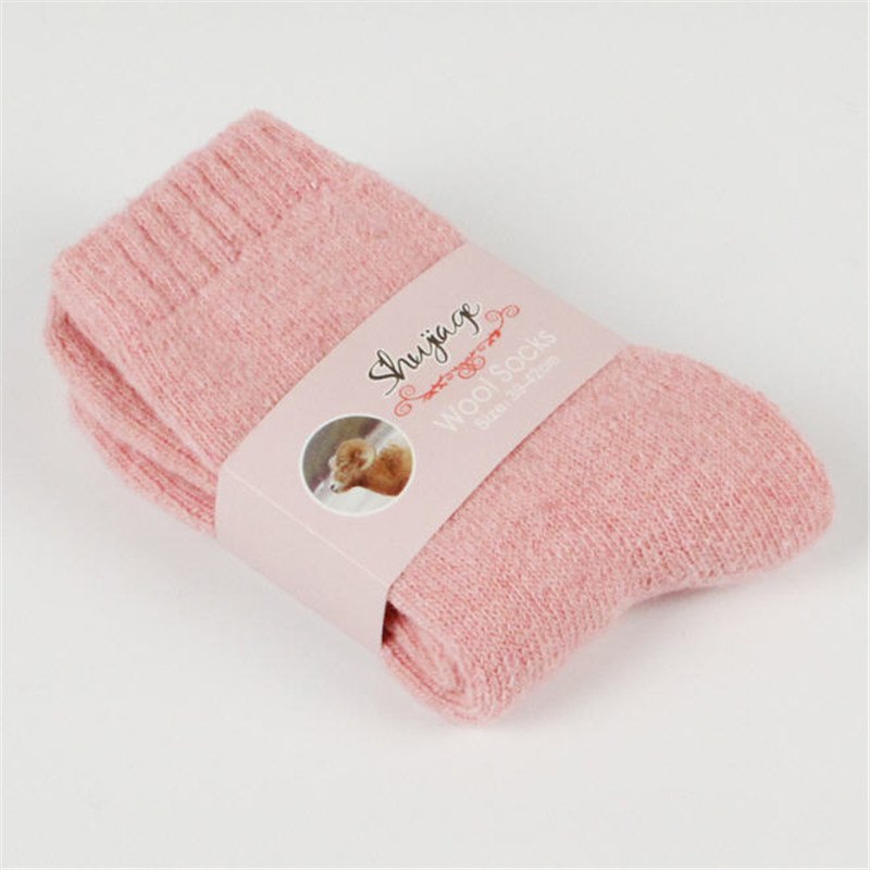 Autumn and winter new ladies rabbit wool socks women's tube socks Terry thick socks warm solid color pull socks