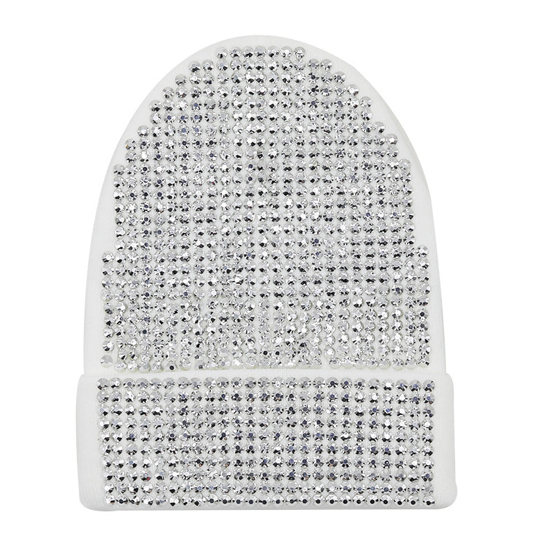 Punk Rhinestone Warm All-matching Acrylic Knitted Drill Cap
