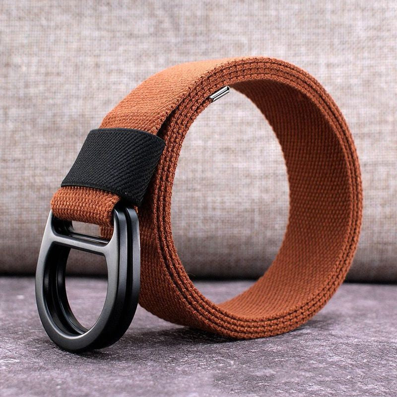 Men's Outdoor Leisure Canvas Belt Double Ring Buckle