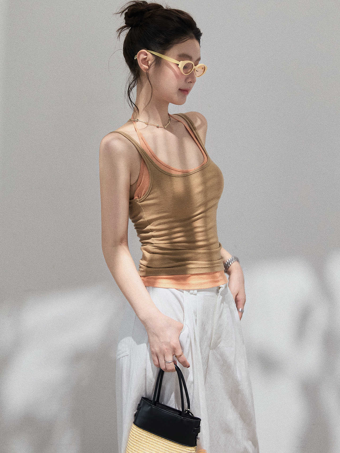Halterneck ærmeløs camisole til kvinder, afslappet slankende top til udenpåbeklædning