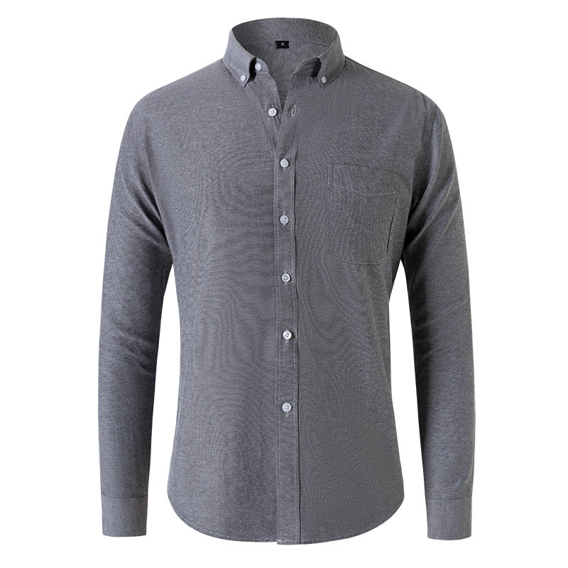Japanese Retro Men's Long-sleeved Casual Solid Color Shirt