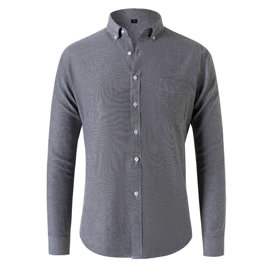 Japanese Retro Men's Long-sleeved Casual Solid Color Shirt