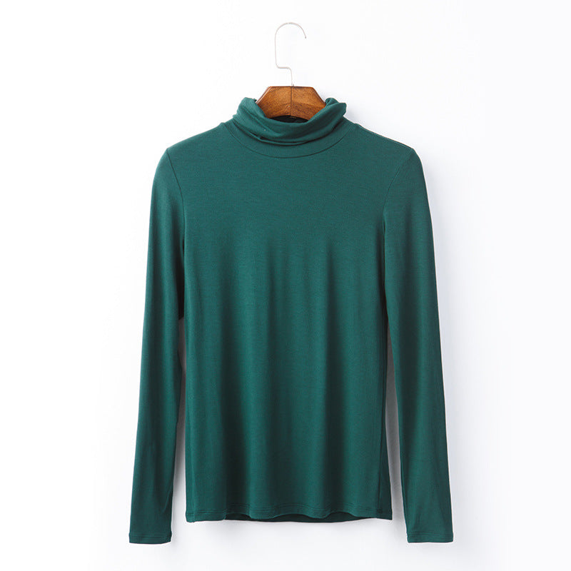Oversize Women's Long Sleeved T-shirt Solid Color High Collar Modal Undercoat