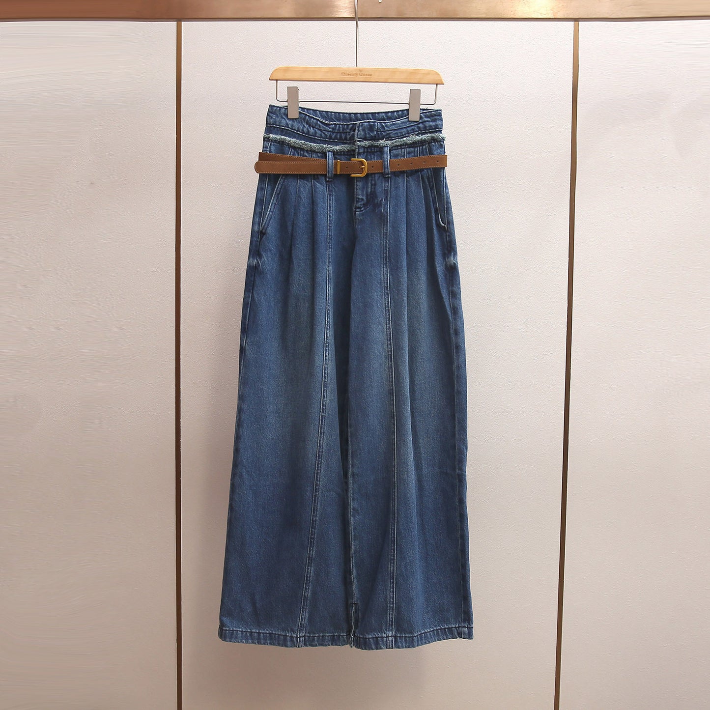 High-waisted A-line Wide-leg Long Jeans