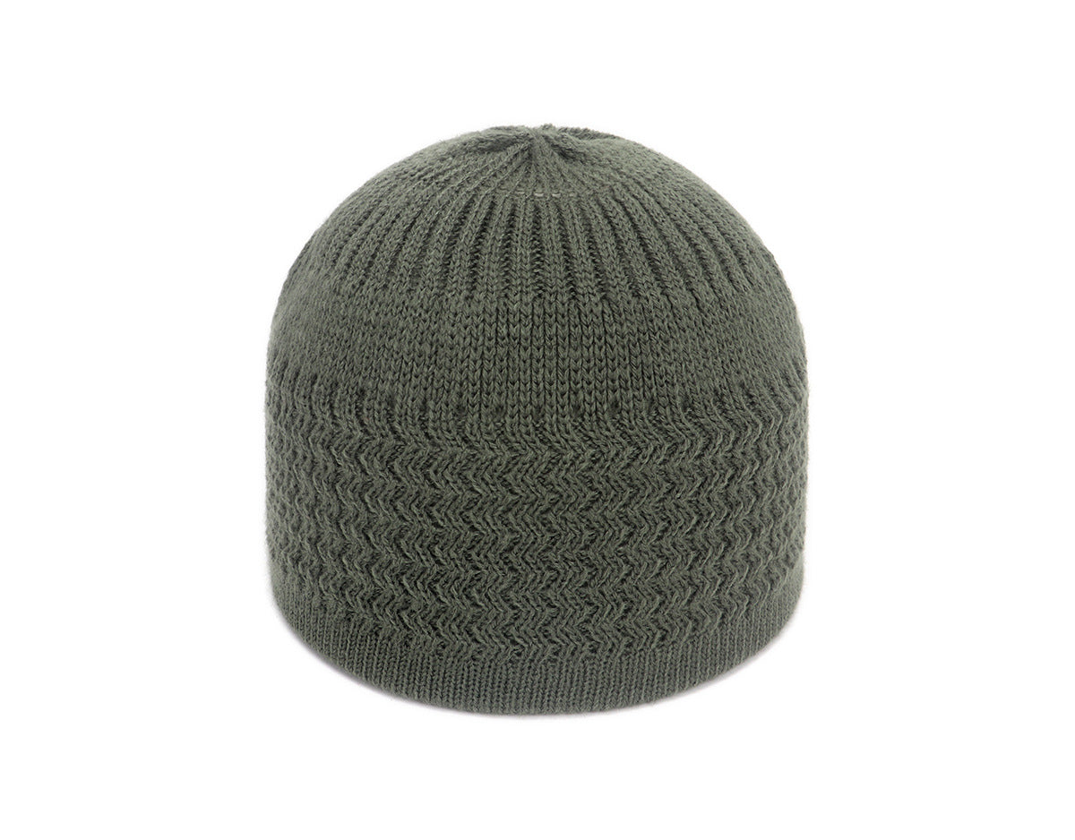 Men And Women Fashion Wave Jacquard Round Top Warm Woolen Hat