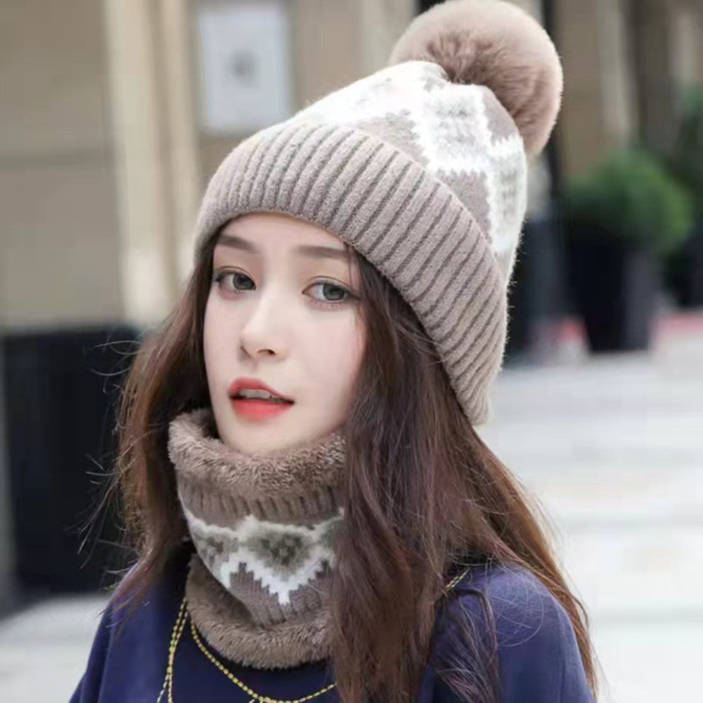 Hat Women's Wool Cute Versatile Scarf Plush