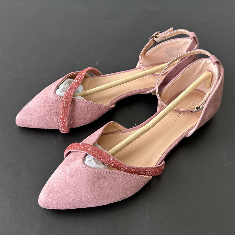 Pointed Toe Buckle Flat Hollowed Women's Shoes