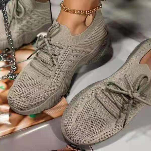 Solid Color Lace-up Flying Daddy Shoes