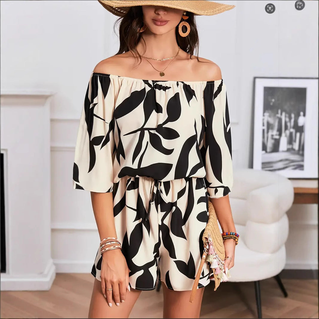 Off-shoulder Elastic Waist Jumpsuit Fashion Women's Wear