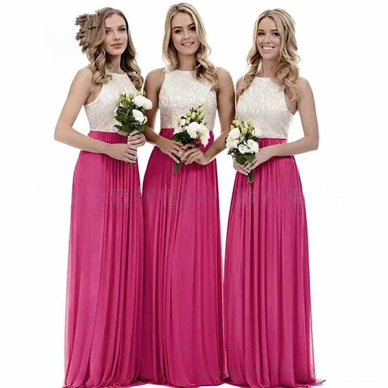 New Elegant Modest And Sophisticated Slim-Fit Long Lace Bridesmaid Dress For Spring