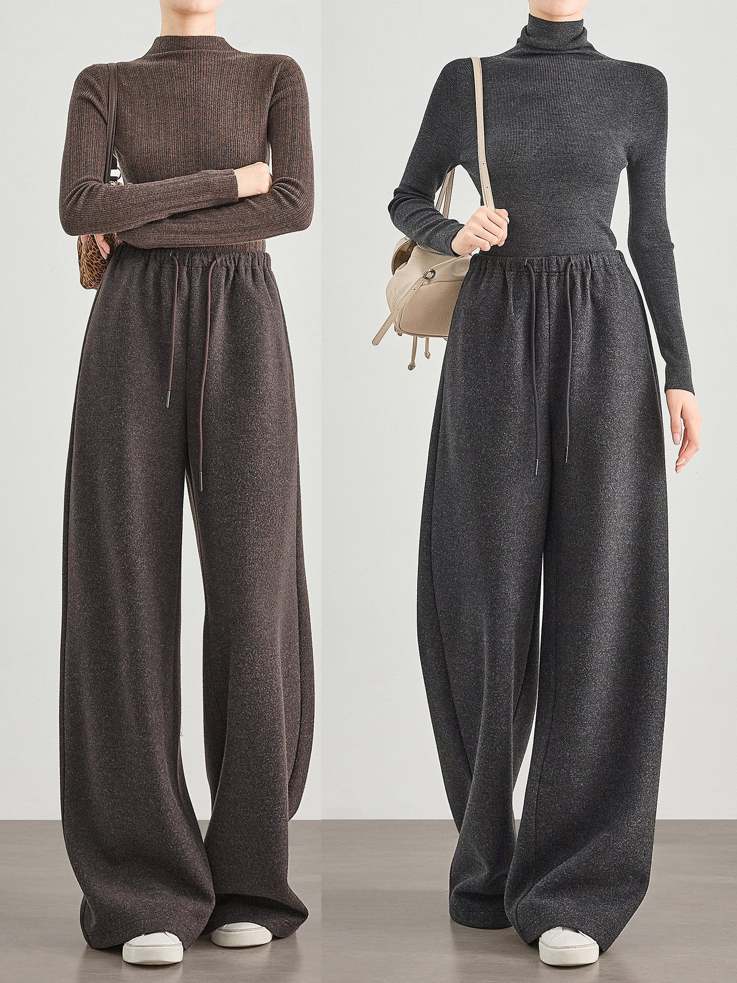 Womens Wool-Blend Patterned Tweed Casual Sweatpants