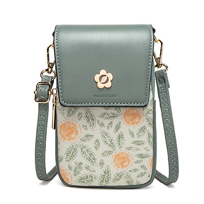 Women's Korean Style PU Printed Zipper Buckle Crossbody Bag