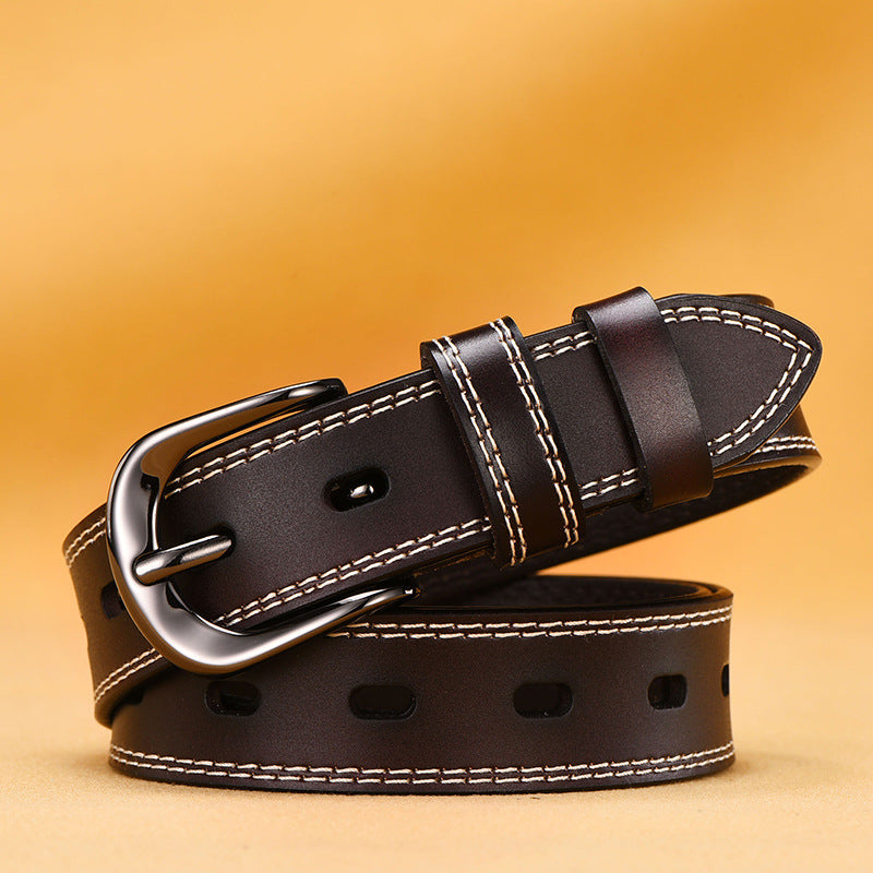 Women's Fine Needle Buckle Versatile Leather Korean Belt