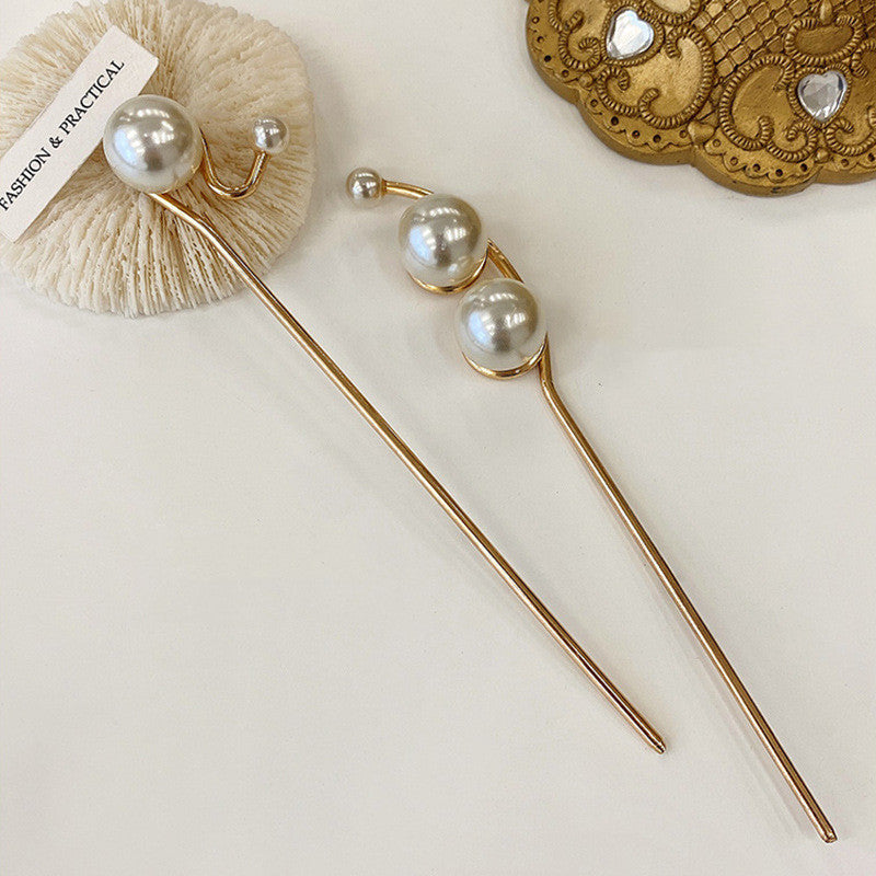 Temperament Pearl Alloy Plate Hairpin Headgear