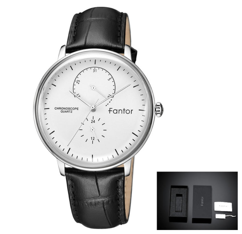 Waterproof super thin men's simple leather watch