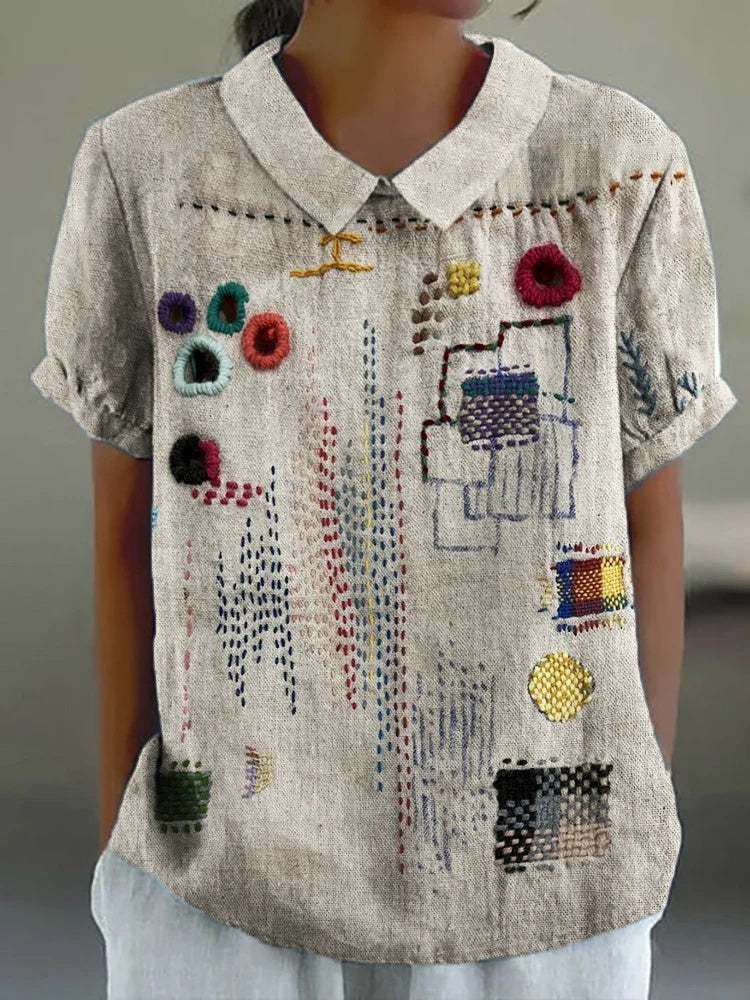 Summer Short Sleeve Printed Pullover Shirt