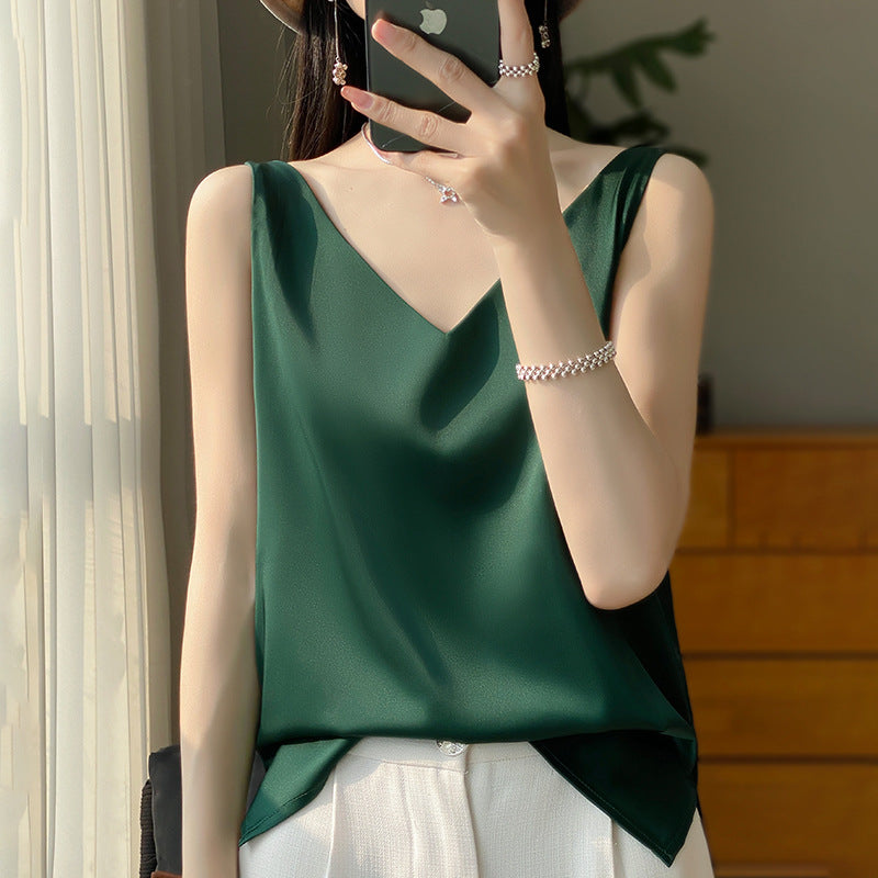 Sling Vest Inner Match Satin Silky Base Loose Sleeveless Top