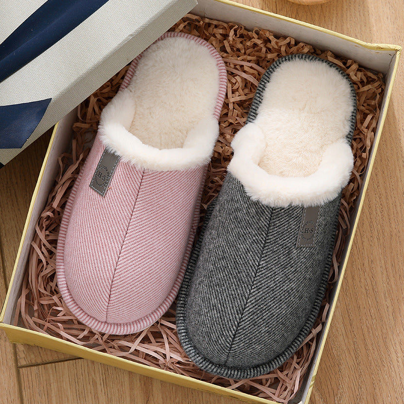 Autumn and winter plus velvet warm cotton slippers