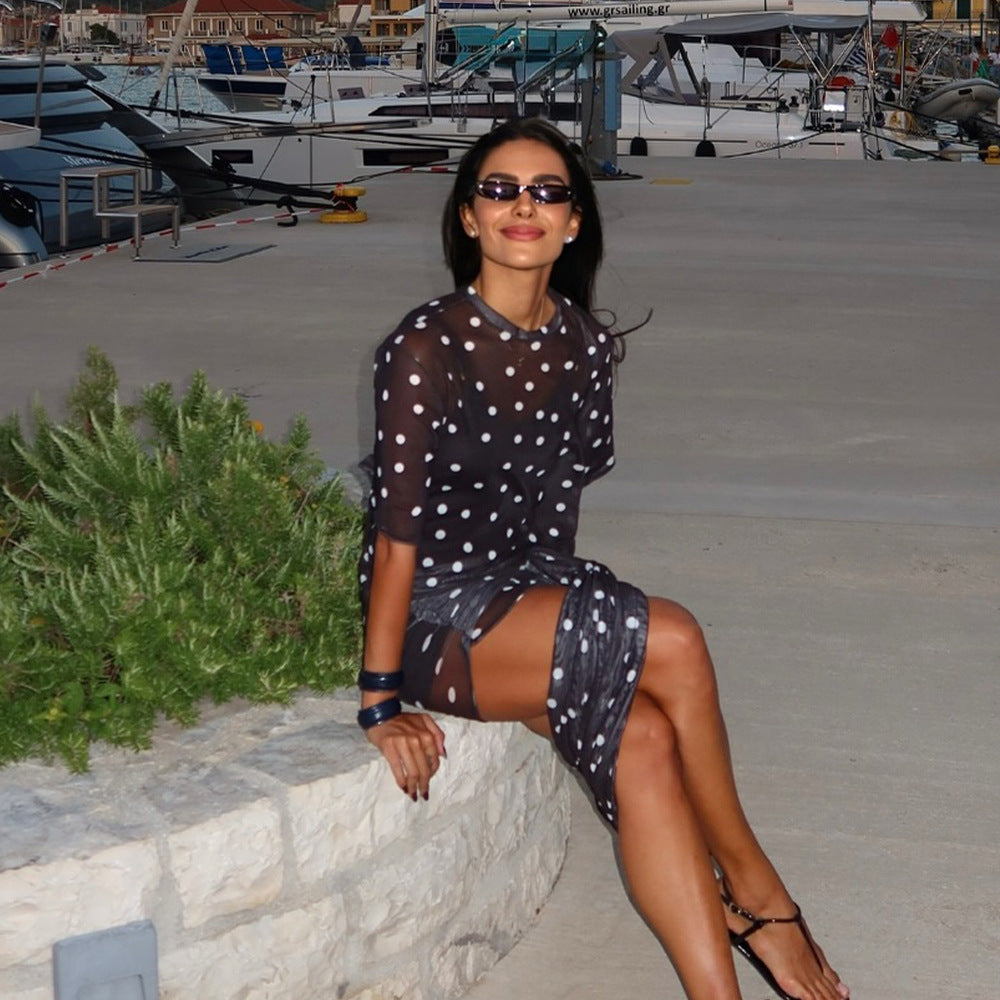 Stylish Figure-hugging Flared Wrap Dress With A Trendy Design