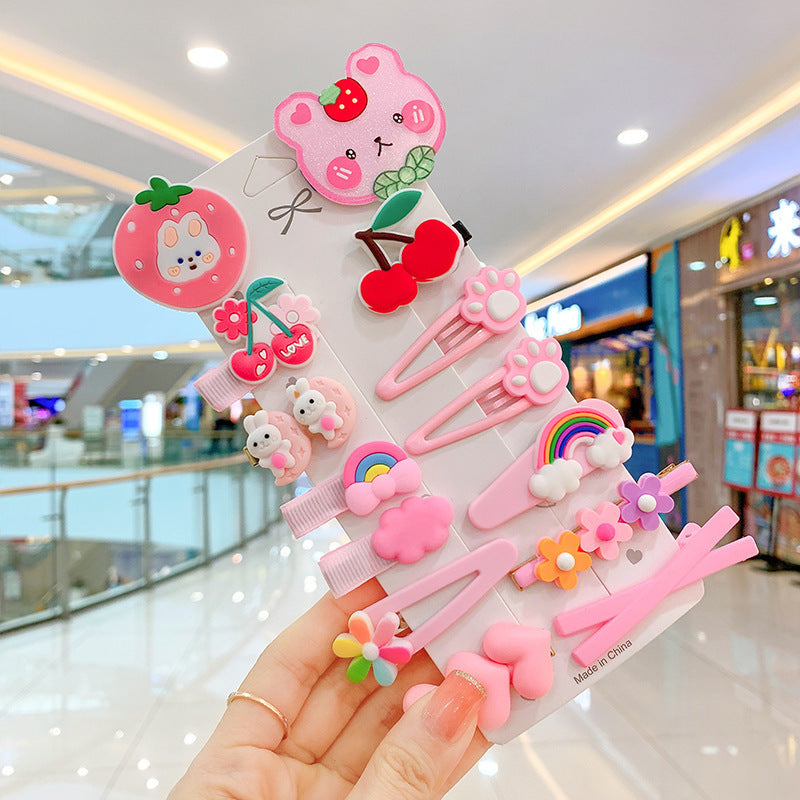 14PCS Toddler Hair Accessories Set  Colorful Rainbow Barrettes, Pins, Candy Fruits, Butterflies For Kids' Stylish Hairstyles