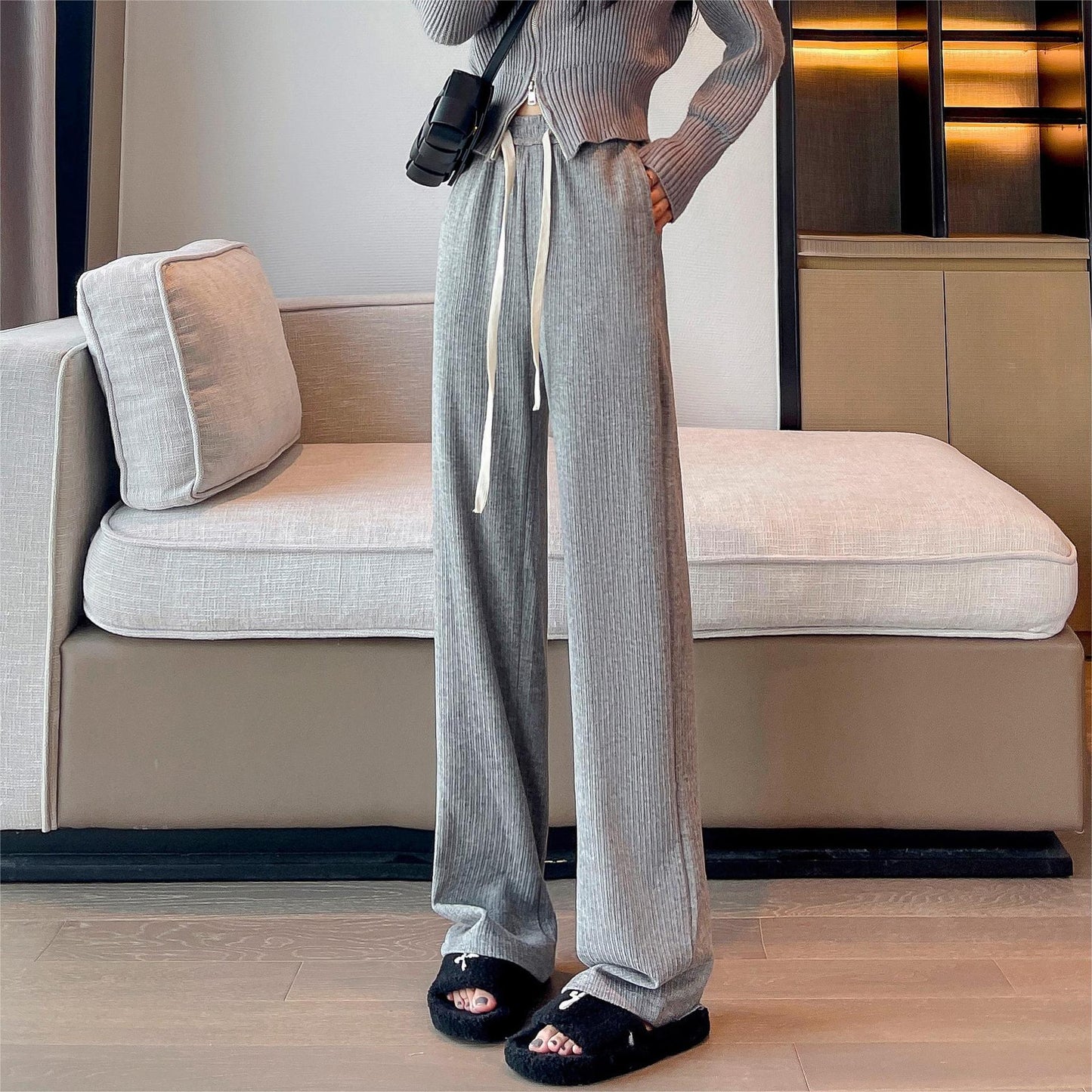 Cashmere Wide-leg Pants Women's High Waist Loose