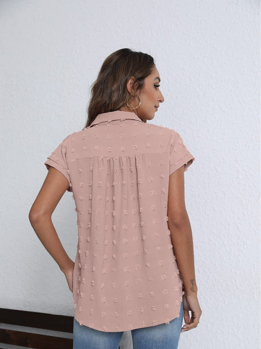 Women's Summer New Loose Button Short Sleeve Shirt