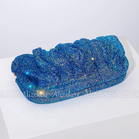 Luxury Rhinestone Evening Clutch Bags for Women - Crystal Folded Purses and Handbags for Weddings and Parties, High Quality Designer Accessories