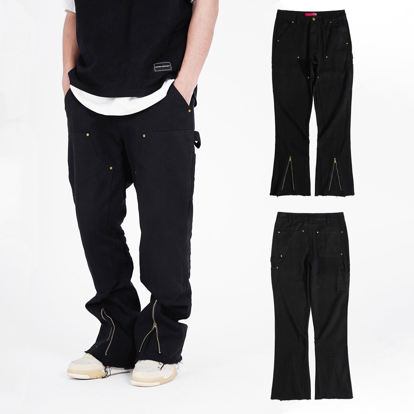 Retro Style Trousers With Zipper Decoration For Men And Women