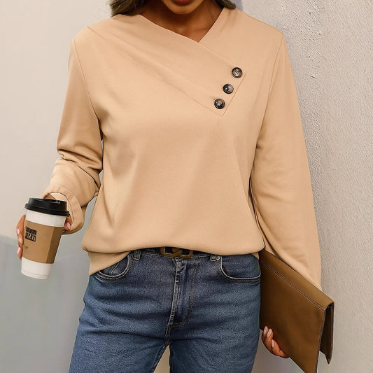 Kvinder Afslappet V-hals Langærmet Pullover Almindelig Sweater